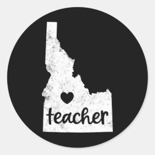 Pegatina Redonda Maestra Roja Para Educación Pública Idaho 4
