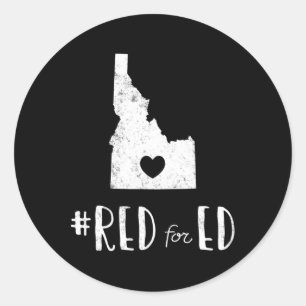 Pegatina Redonda Maestra Roja Para Educación Pública Idaho 6