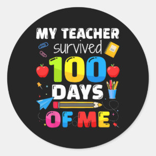 Pegatina Redonda Maestra sobrevivió 100 días de mí para el día 100