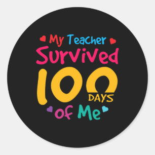 Pegatina Redonda Maestra Sobrevivió A 100 Días De Mí