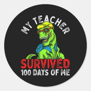 Pegatina Redonda Maestra Sobrevivió A 100 Días De Mí 100 Días De Es