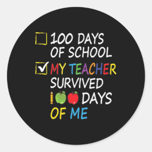 Pegatina Redonda Maestra Sobrevivió A 100 Días De Mí Fun School Pro