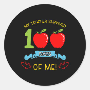 Pegatina Redonda Maestra Sobrevivió A 100 Días De Mi Jardín De Niño