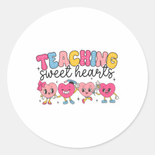 Pegatina Redonda Maestra Valentine Day Mujeres Mi Lc Está Llena De