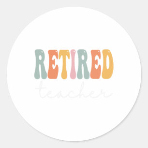 Pegatina Redonda Maestras Retro Groovy Mujeres Felices Primer Día D