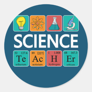 Pegatina Redonda Maestría en Ciencia Tabla Periódica Química Biolog