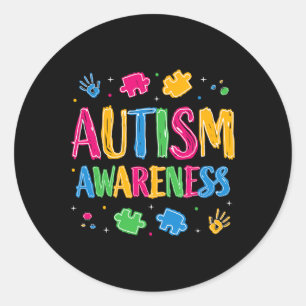 Pegatina Redonda Maestro Autismo Niños Colorean Fuera De La Línea A