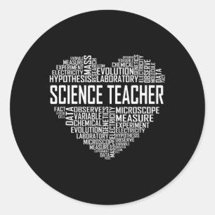 Pegatina Redonda Maestro de Ciencias Corazón Orgulloso Diseño de En