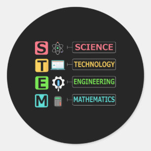 Pegatina Redonda Maestro de Ciencias Tecnología Ingeniería Matemáti