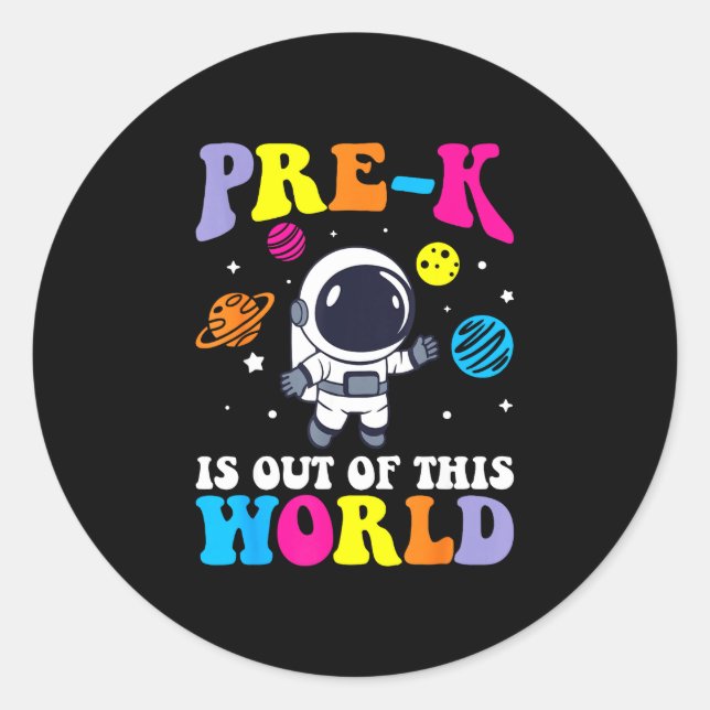 Pegatina Redonda maestro de estudiante de prek astronauta espacio d (Anverso)