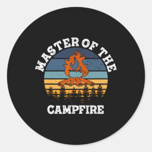 Pegatina Redonda Maestro de la fogata Hombres Mujeres Camping Diver