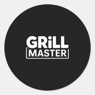 Pegatina Redonda Maestro de parrilla de barbacoa masculina rey del