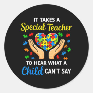 Pegatina Redonda Maestro Especial Conciencia del Autismo Educación