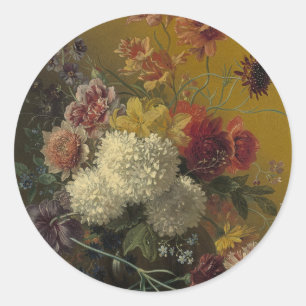 Pegatina Redonda Maestro Floral Holandés Antiguo Georgius van Os 18