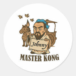 Pegatina Redonda Maestro Kong le Escribe a Johnny – Sabiduría Antig
