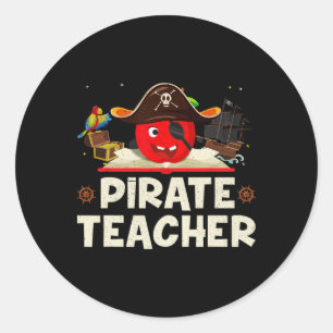 Pegatina Redonda Maestro Pirata Para Halloween Vestido Tees Pirate