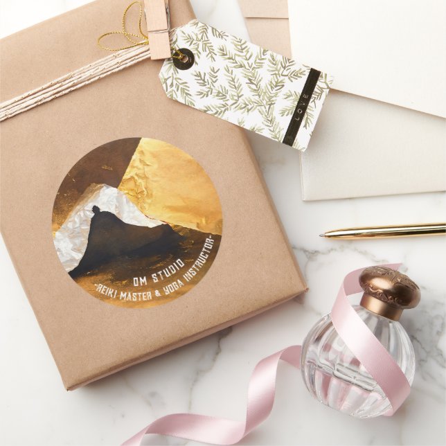 Pegatina Redonda Maestro Reiki del instructor de meditación de yoga (Regalar)