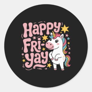 Pegatina Redonda Maestro Viernes Fri-yay Fin de Semana Feliz Vierne