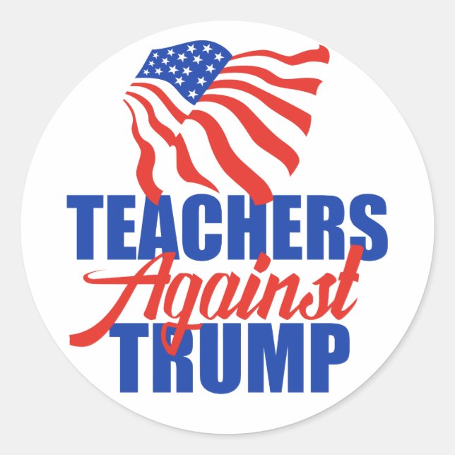 Pegatina Redonda Maestros contra las elecciones políticas de Trump  (Anverso)