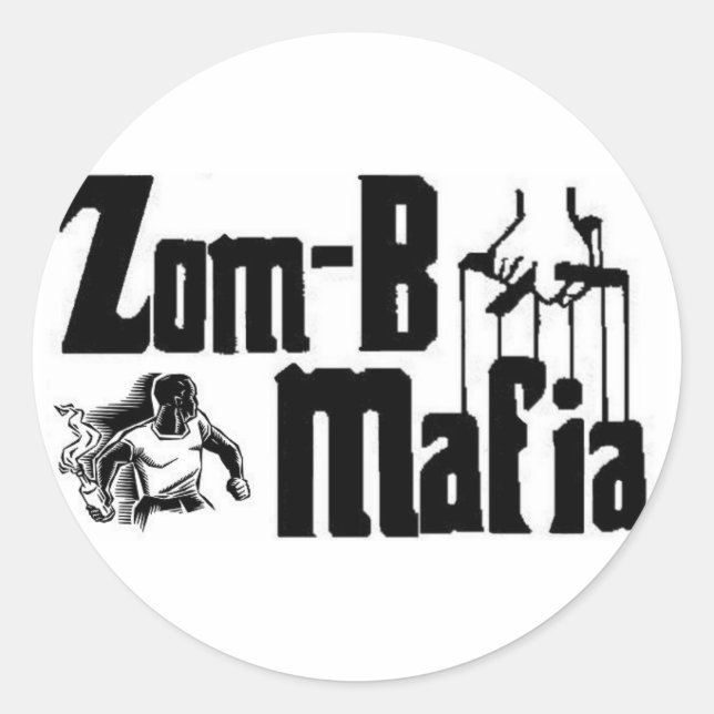 Pegatina Redonda mafia de zom-b (Anverso)