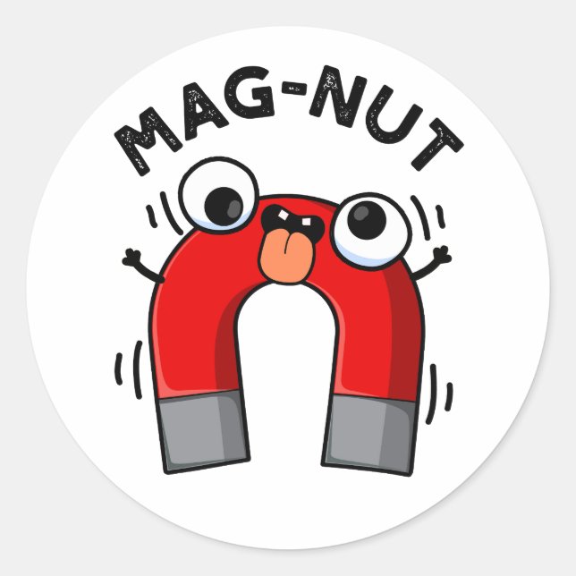 Pegatina Redonda Mag-nut Funny Magnet Pun (Anverso)