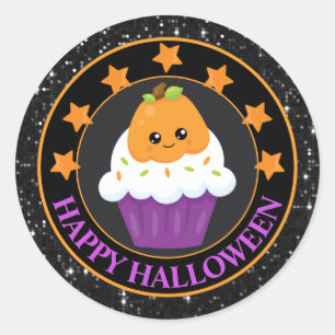 Pegatina Redonda Magdalena de Halloween de calabaza Kawaii