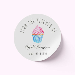 Pegatina Redonda Magdalena Rosa De La Cocina De Repostería Casera