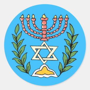 Pegatina Redonda Magen persa David Menorah