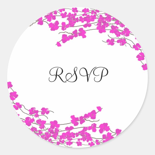 Pegatina Redonda Magenta Blossoms RSVP (Anverso)