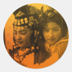 Pegatina Redonda Maghreb dorado mujer Chica bereber nail