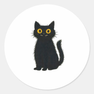 Pegatina Redonda Magia de gato negro - Halloween y arte de gatos mí