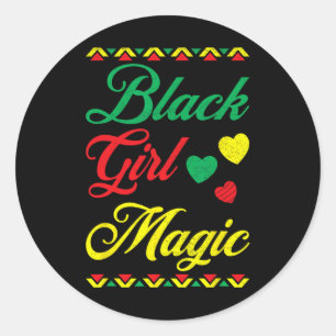 Pegatina Redonda Magia de las Chicas Negras Historia Negra Afroamer