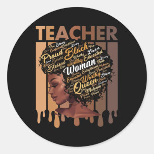 Pegatina Redonda Magia de Maestra Negra Educación de Historia Negra