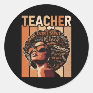 Pegatina Redonda Magia de Maestra Negra Educación de Historia Negra