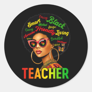Pegatina Redonda Magia de Maestra Negra Educación de Historia Negra