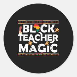 Pegatina Redonda Magia de Profesores Negros, Historia Negra Estadou