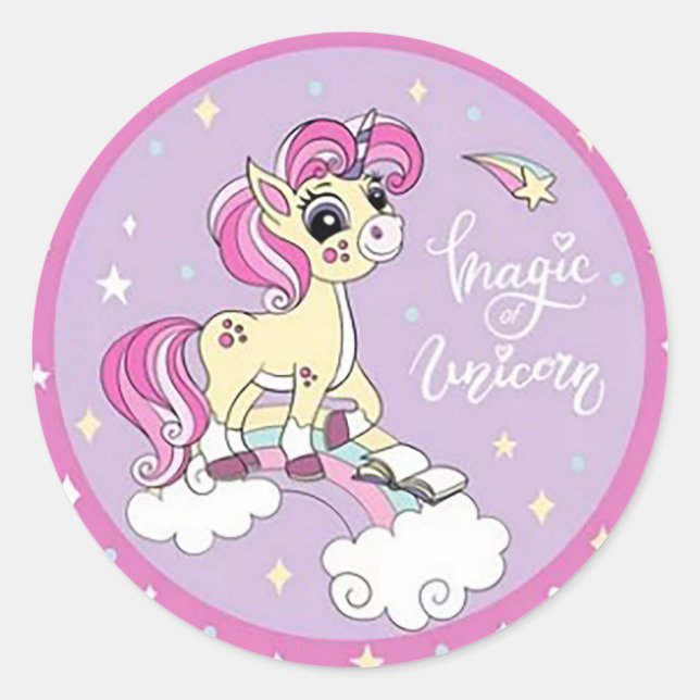 Pegatina Redonda Magia de Unicornio (Anverso)