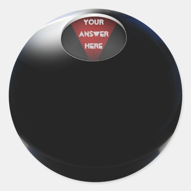 Pegatina Redonda Magic 8 Ball (Anverso)