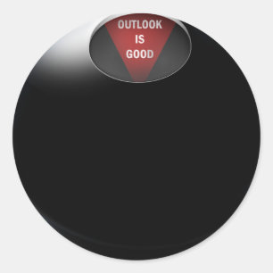 Pegatina Redonda Magic 8 Ball dice: "Outlook es bueno"