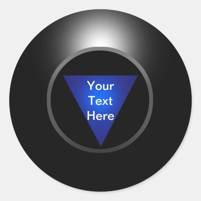Pegatina Redonda Magic 8 Ball - Tu texto (Anverso)