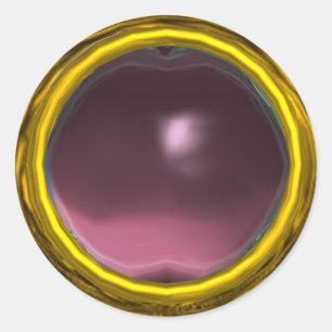 Pegatina Redonda MAGIC AMETHYST , rosa violeta amarillo brillante