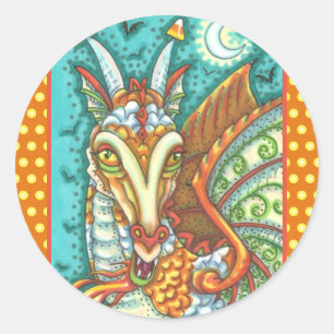 PEGATINA REDONDA MAGIC CANDY CORN DRAGON, HALLOWEEN FANTASY