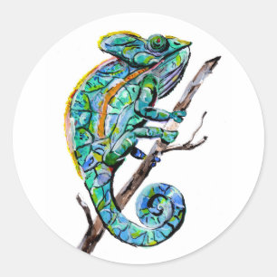 Pegatina Redonda Magic Chameleon
