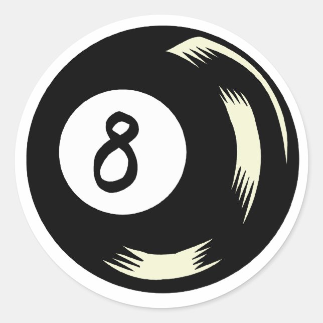 Pegatina Redonda Magic Eight Ball (Anverso)