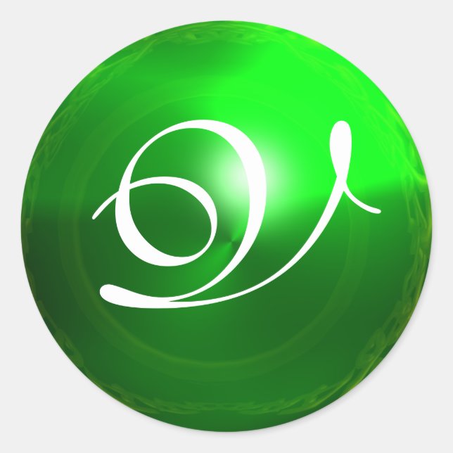 Pegatina Redonda MAGIC EMERALD MONOGRAM verde brillante (Anverso)