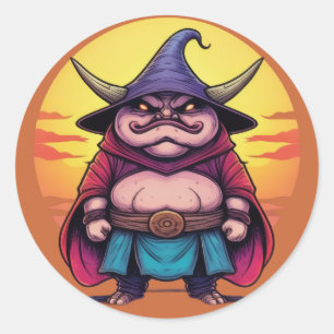 Pegatina Redonda Magic Master Mushroom Minion