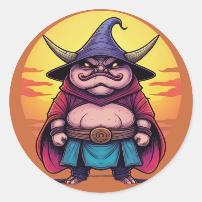 Pegatina Redonda Magic Master Mushroom Minion (Anverso)