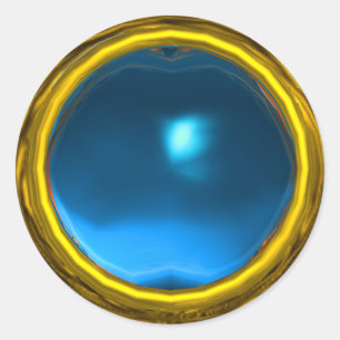 Pegatina Redonda MAGIC SAPPHIRE , azul brillante amarillo