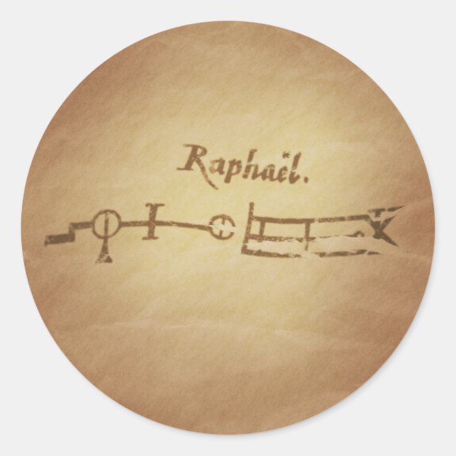 Pegatina Redonda Magic Seal Angel Raphael Protection Magic Charms (Anverso)