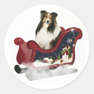 Pegatina Redonda Magic Sleigh Sheltie